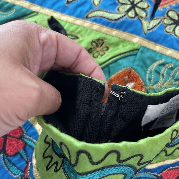 Vintage Sandy Starkman Skirt Sz 8 Green Pencil Gypsie Fairy Boho Whimsical Funky - Picture 8 of 9